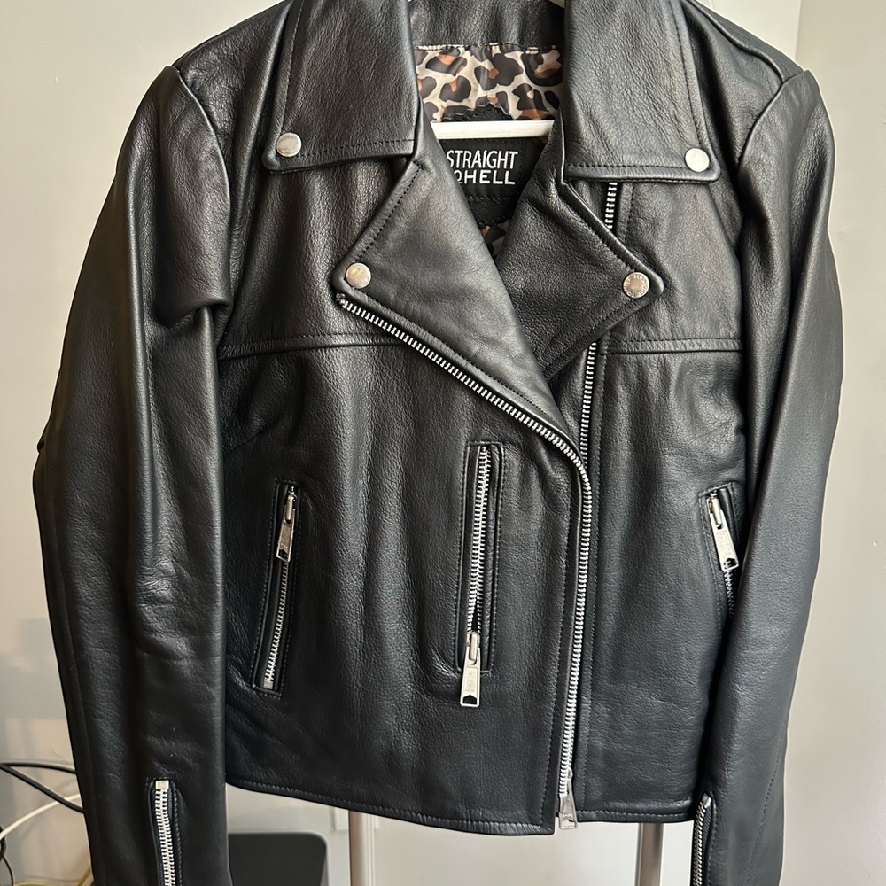 Straight to Hell Black Bison Leather Jacket